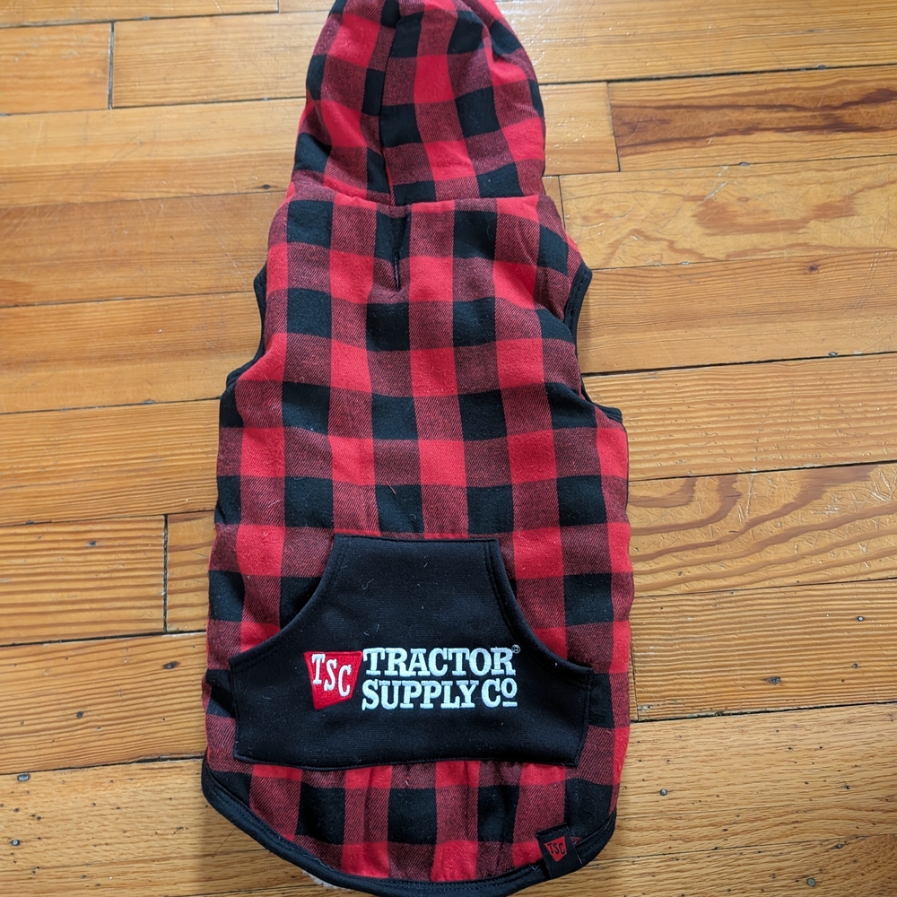 Tractor Supply Co. Red & Black Plaid Dog Hoodie